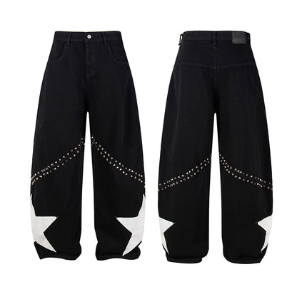 Star Studs Wide Leg Denim Jeans WN25509