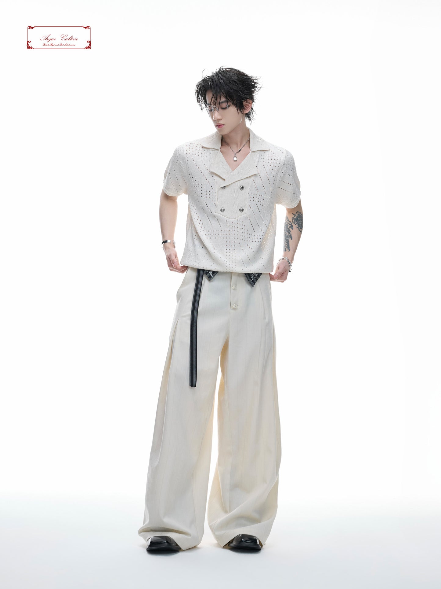 Openwork Embroidery Short Sleeve Summer Knit Shirt WN27017
