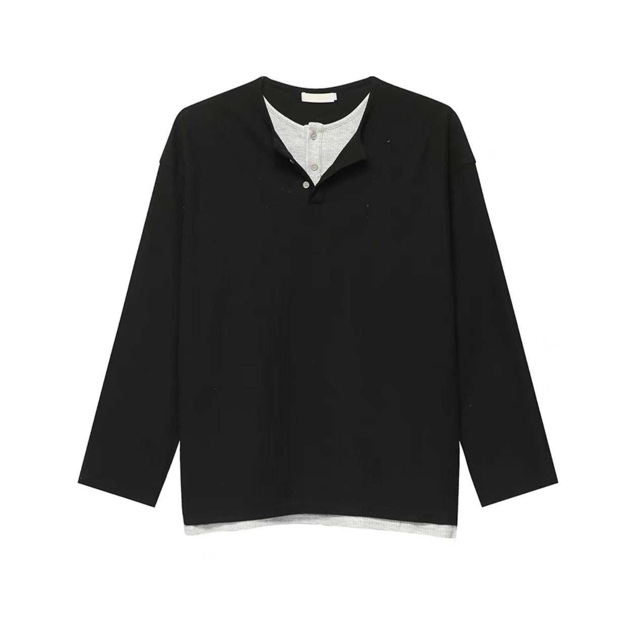 Fake Layered Button Long Sleeve T-Shirt WN25163