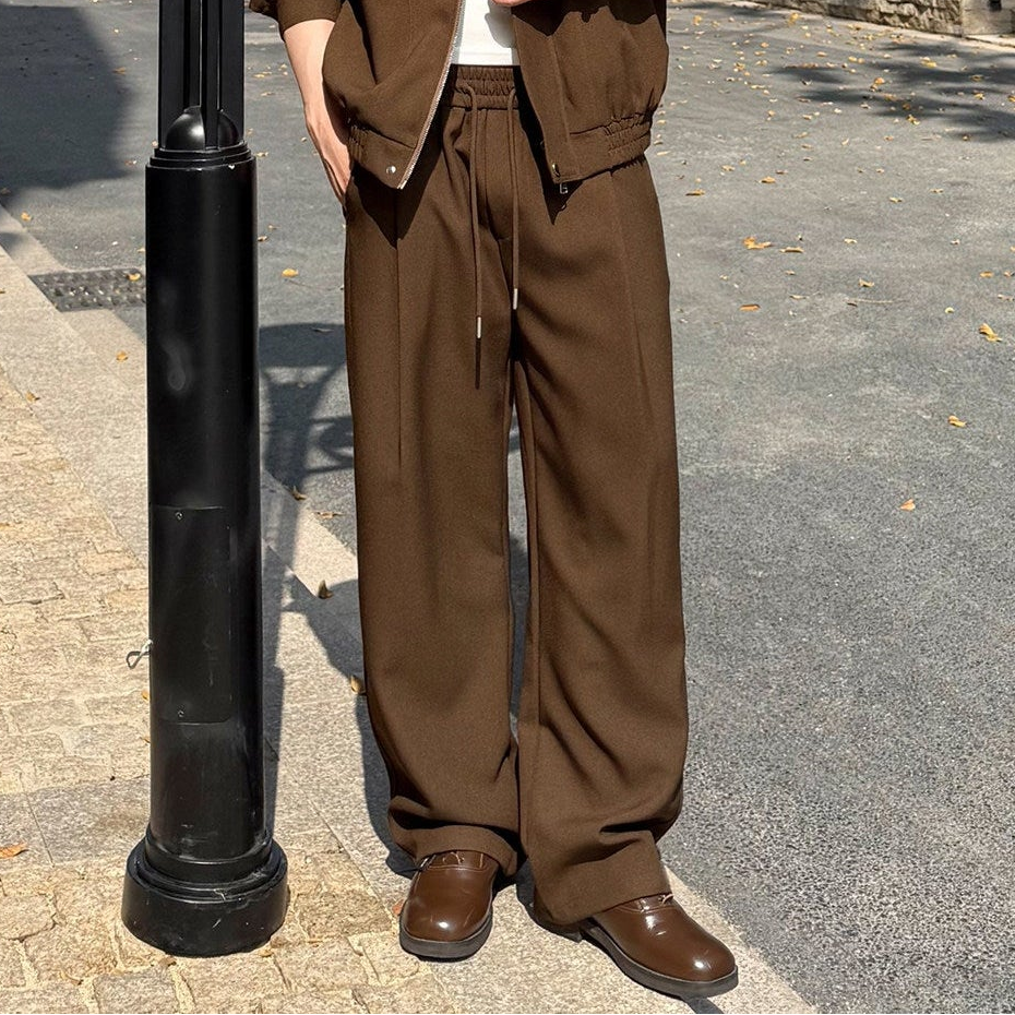 Lapel Short Jacket & Wide Leg Pants Setup WN24866