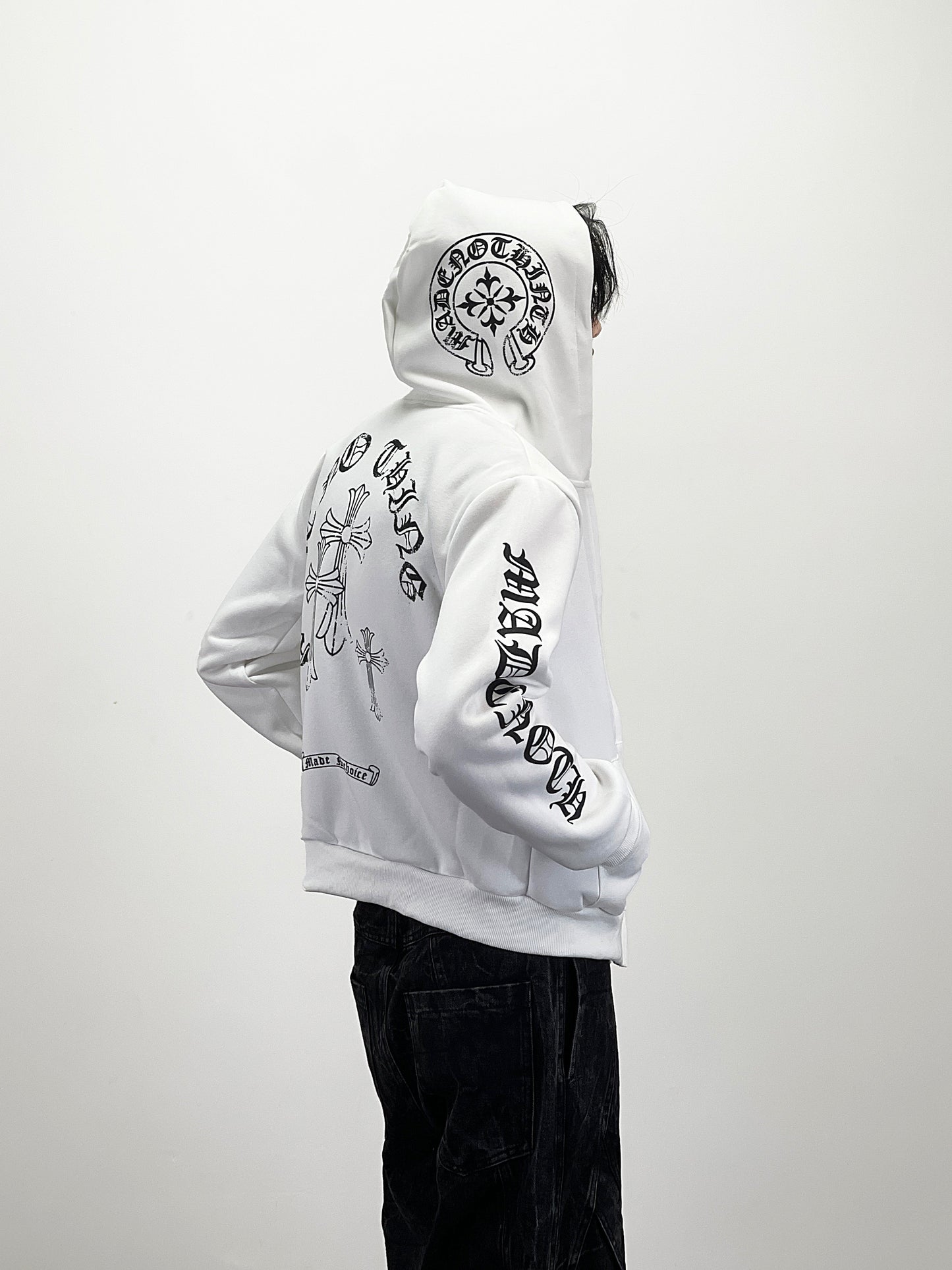 Letter Print Short Length Oversize Zipper Hoodie WN24249