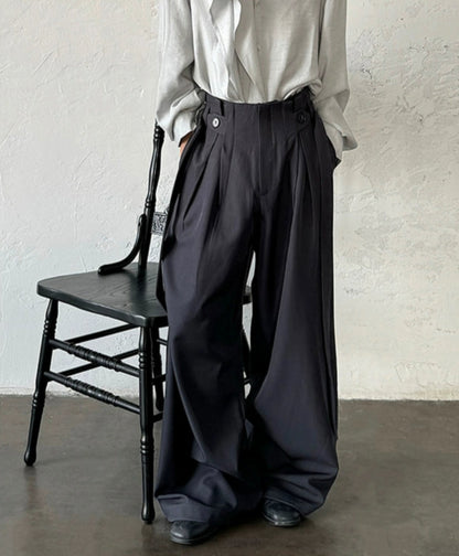 Adjustable Drawstring Pleats Straight Trousers WN20010