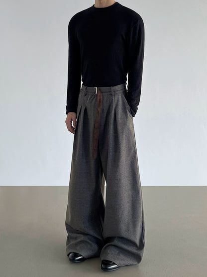 Houndstooth Pleats Wide Leg Trousers WN21209