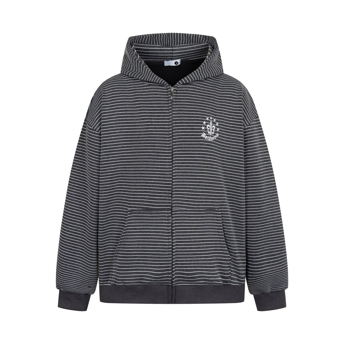 Stripe Embroidery Oversize Zipper Hoodie WN24421