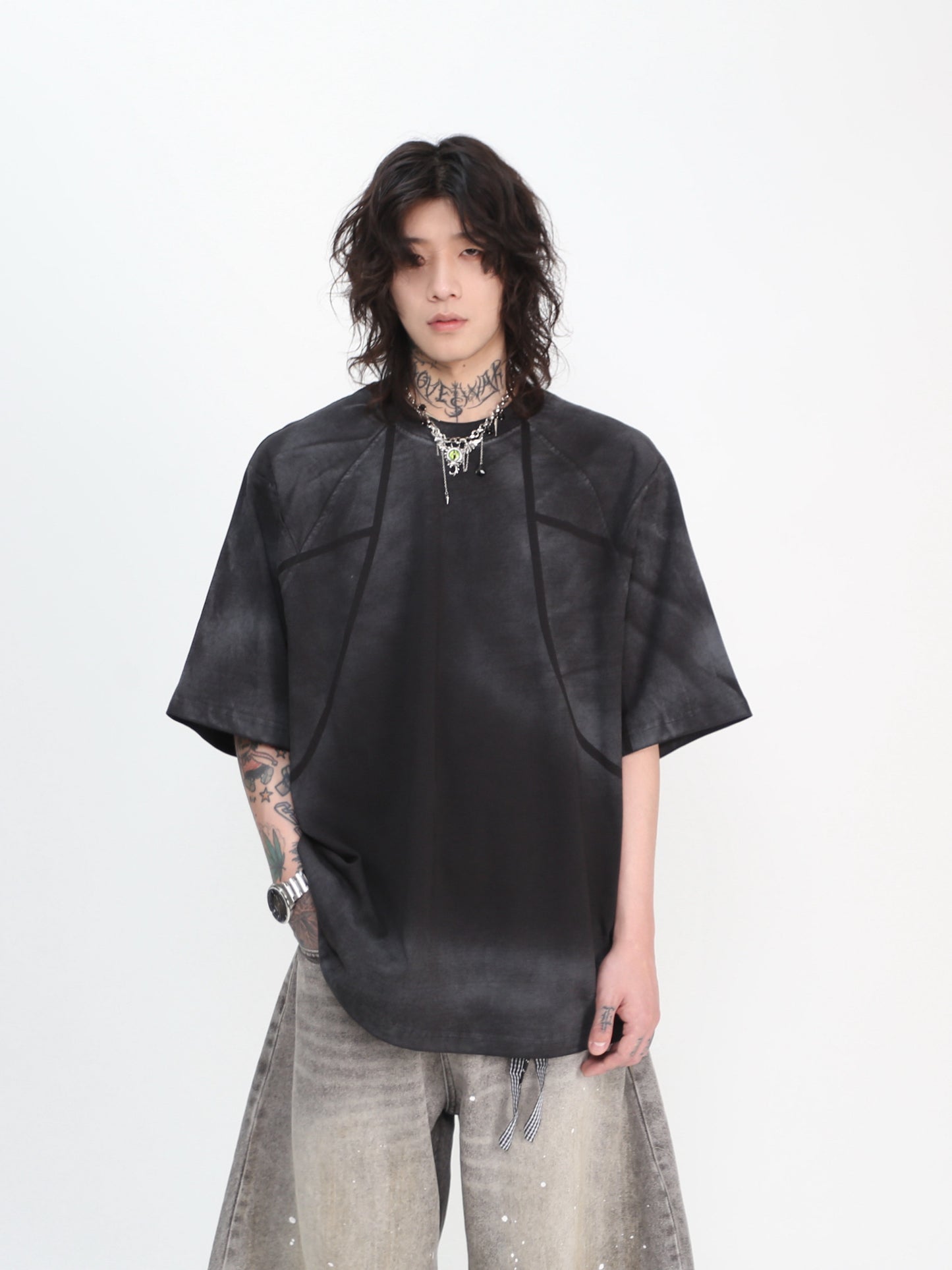 Tie-Dye Washed Deconstructed Oversize Short Sleeve T-Shirt WN24414