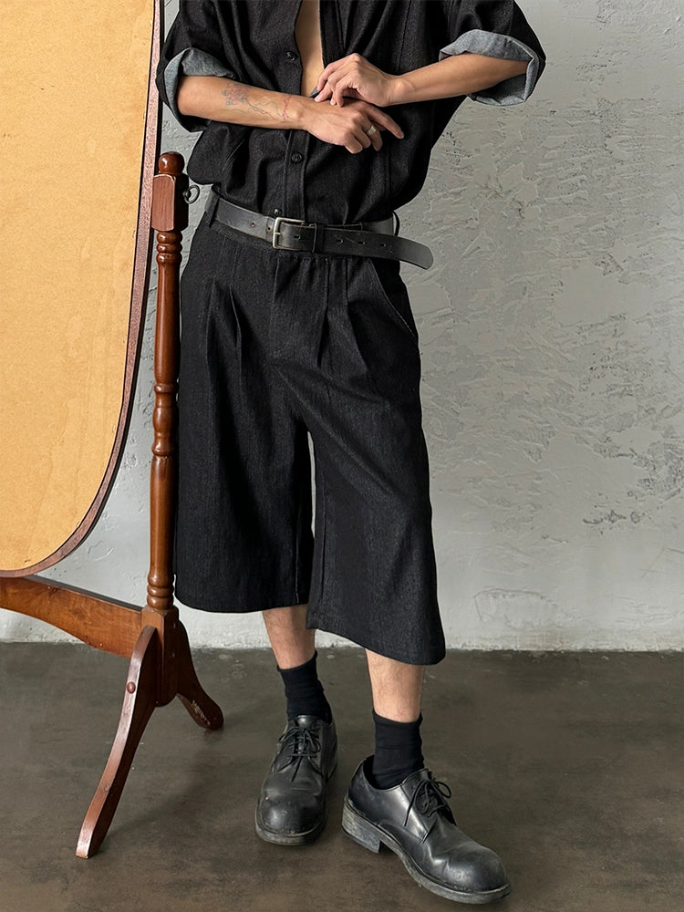 Washed Straight Denim Half Jeans WN19947