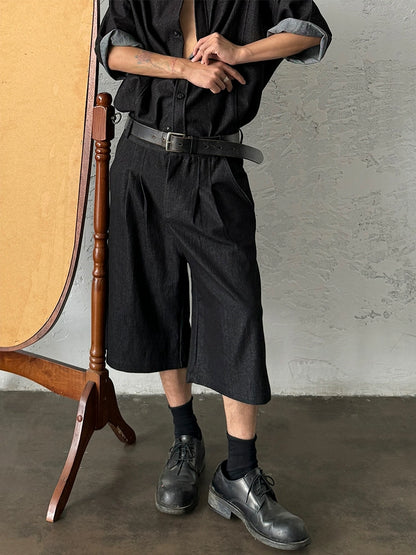 Washed Straight Denim Half Jeans WN19947