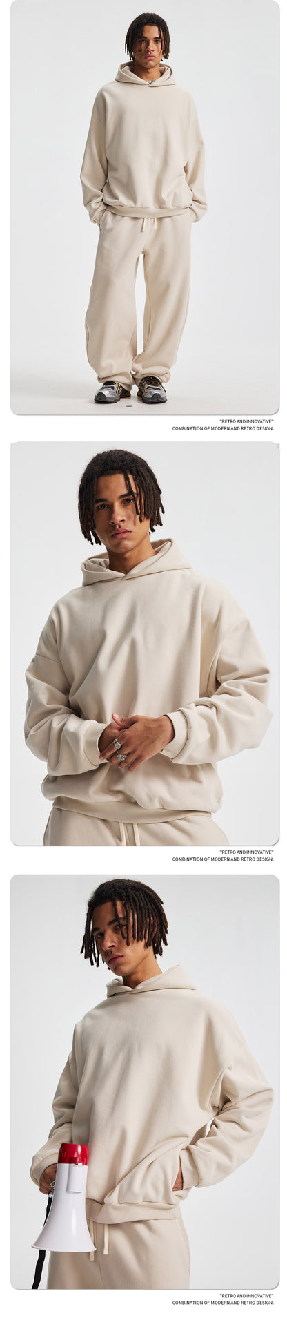 Fleece Lining Oversize Hoodie & Wide Leg Sweatpants Setup WN23113