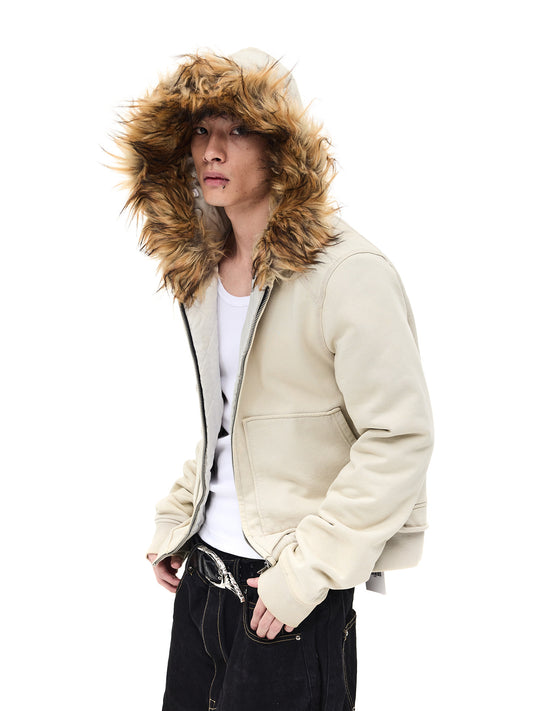 Detachable Fur Collar Washed Linning Jacket WN26723