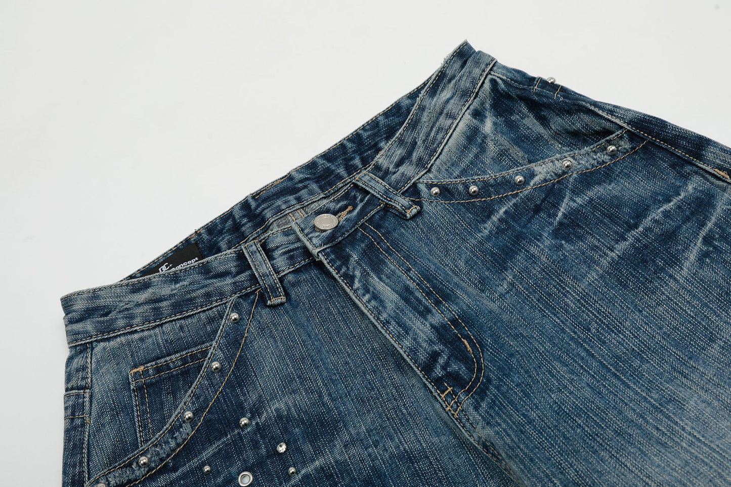 Washed Wide Leg Denim Jeans WN15513