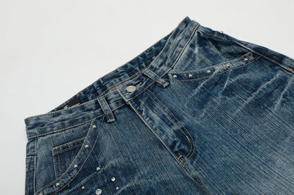 Washed Wide Leg Denim Jeans WN15513