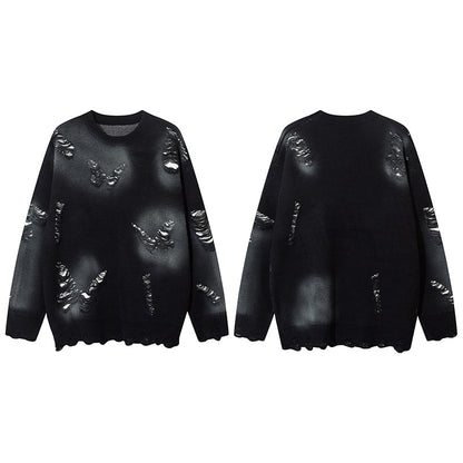 Tie-Dye Graffiti Butterfly Cutout Knit Sweater WN11412