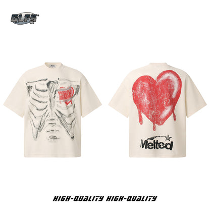 Waffle Skeleton Heart Short Sleeve T-Shirt WN26538