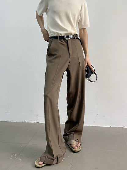 Reverse Design Split Straight Leg Trousers WN7350