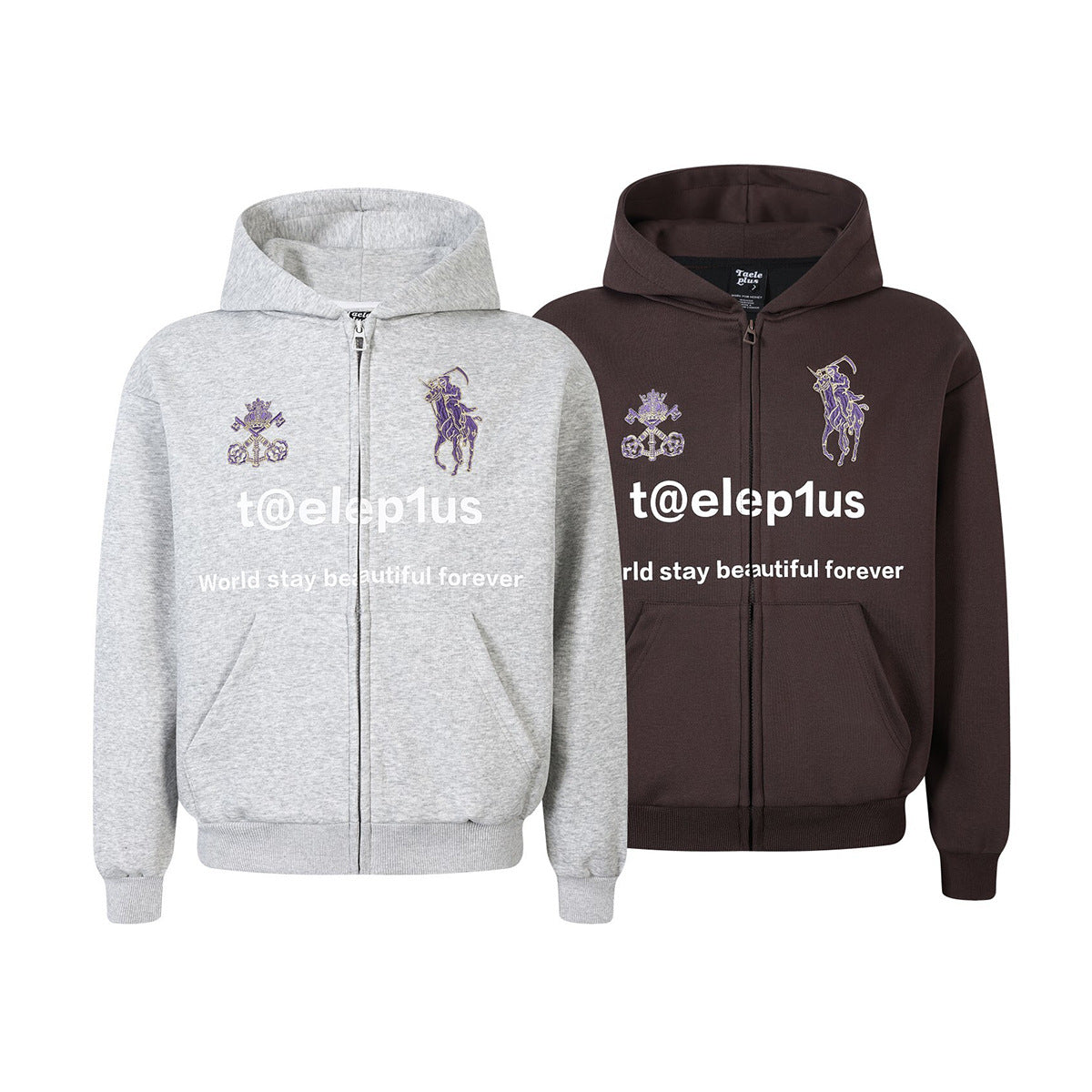 Logo Horse Embroidery Zipper Hoodie WN25565