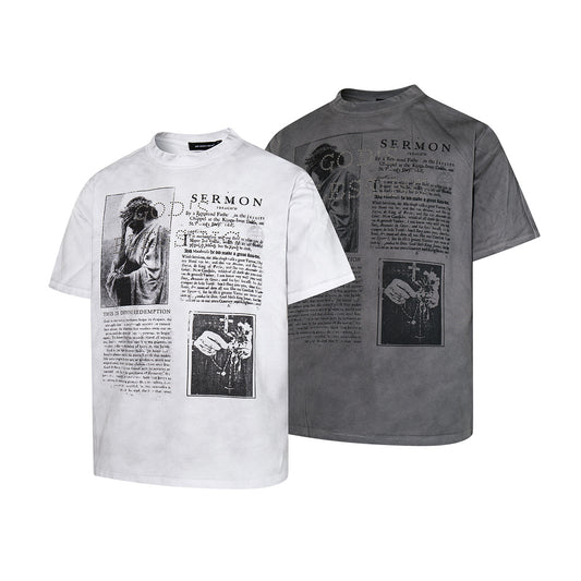 Portrait Letter Print Short Sleeve T-Shirt WN25545