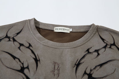Washed Thorn Print Short Sleeve T-Shirt WN25543