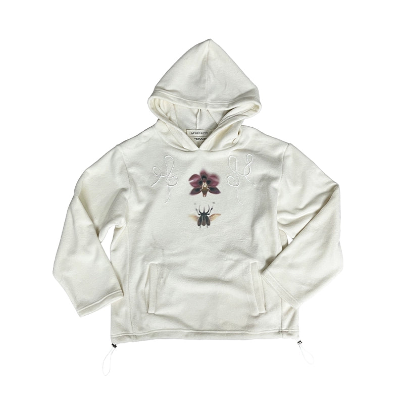 Beetle and Orchid Embroidery Double-Sided Fleece Hoodie WN18872