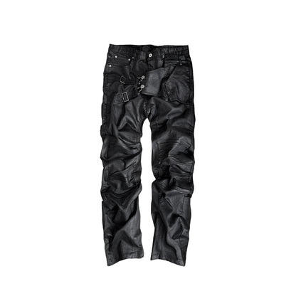 Wax Finish Hand-Paint Coating Deconstruction Denim Jeans WN27071