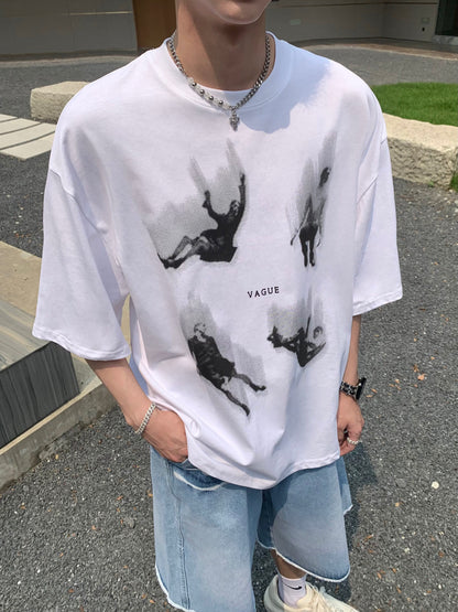 Falling Portrait Print Oversize Short Sleeve T-Shirt WN25241