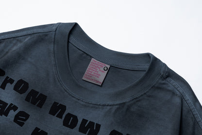 Washed Dirty Letter Print Short Sleeve T-Shirt WN26133
