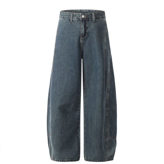 Washed Oversize Tapered Denim Jeans WN13048