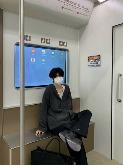 Oversize Hooded Knit Cardigan WN19928