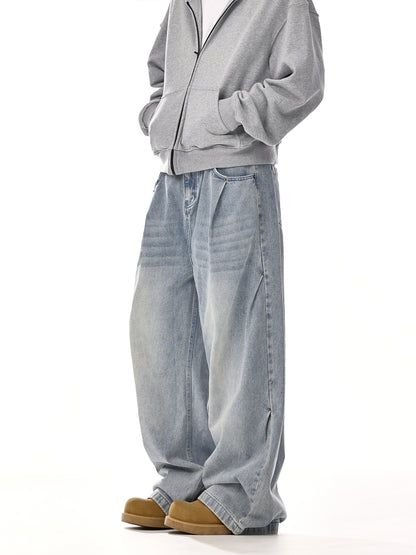 Washed Wide-Leg Straight Denim Jeans WN15119