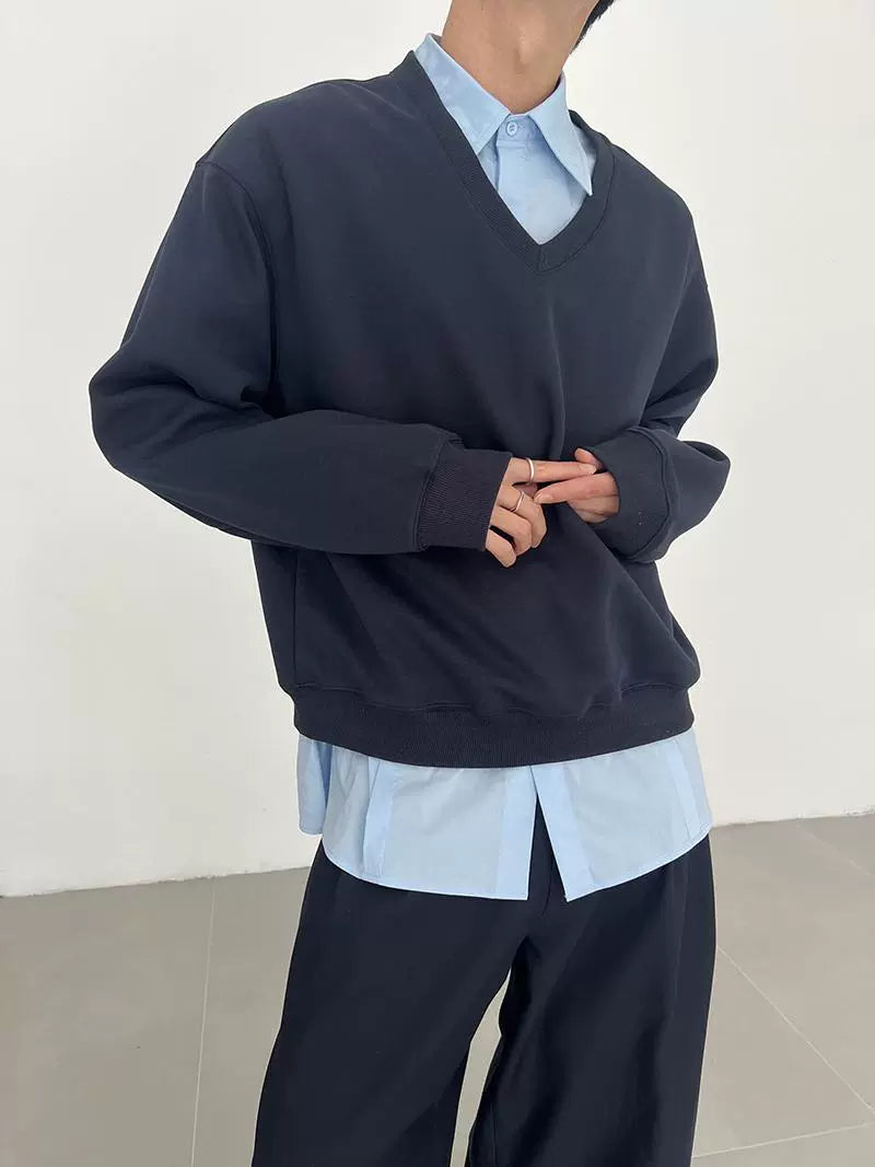 Deep V-Neck Long Sleeve Sweatしrt WN21472