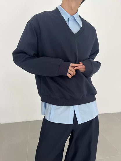 Deep V-Neck Long Sleeve Sweatしrt WN21472