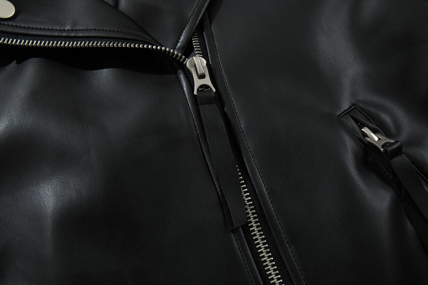 Zip-Up Belted Metal Buckle PU Leather Jacket WN23082