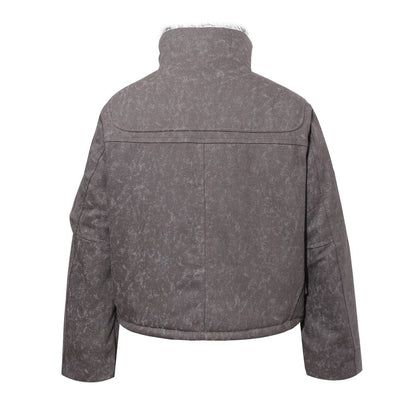 Cropped Fake Fur Collar Quilted Jacket WN28047