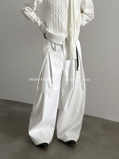 Heavyweight Pleats Wide-Leg Trousers WN15267