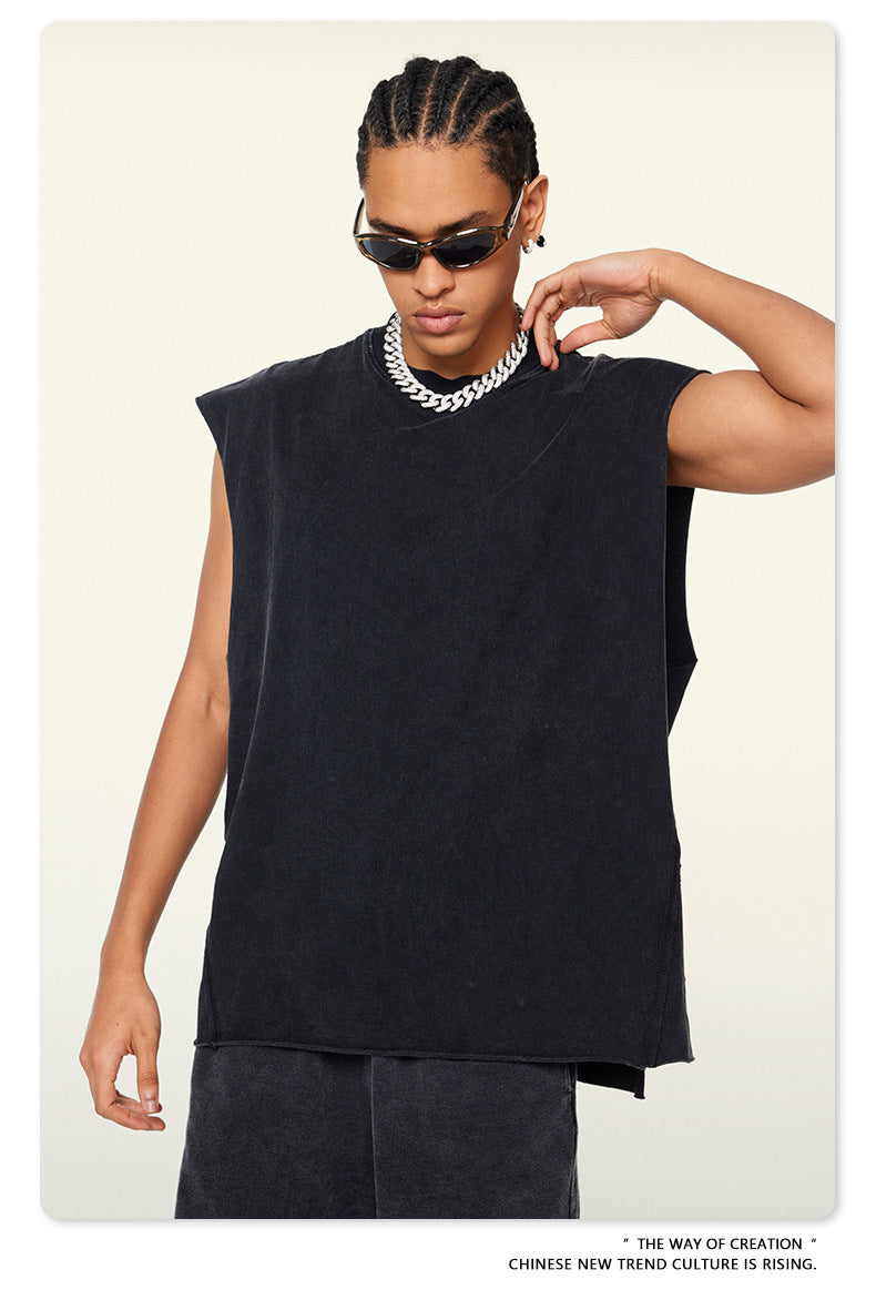 Washed Oversize Sleeveless T-Shirt WN6069
