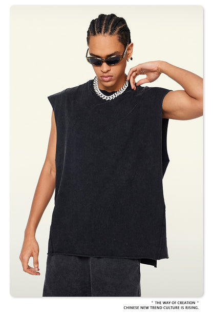 Washed Oversize Sleeveless T-Shirt WN6069