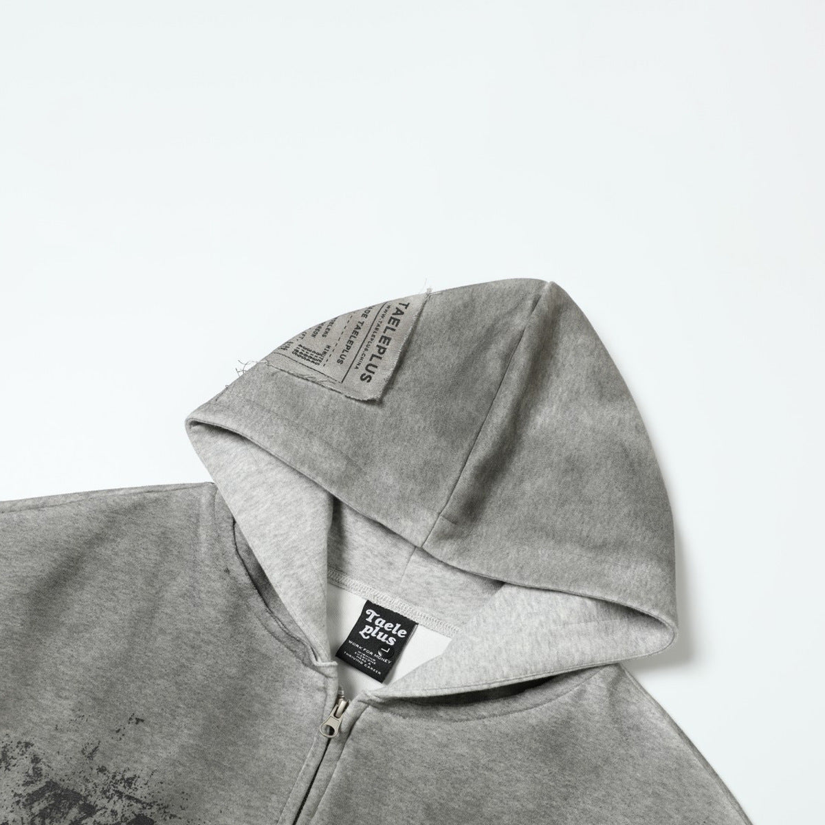 Gradient Washed Stain Dye Zipper Hoodie WN25616