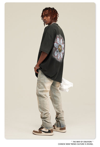 Washed Print Short Sleeve T-Shirt WN7824