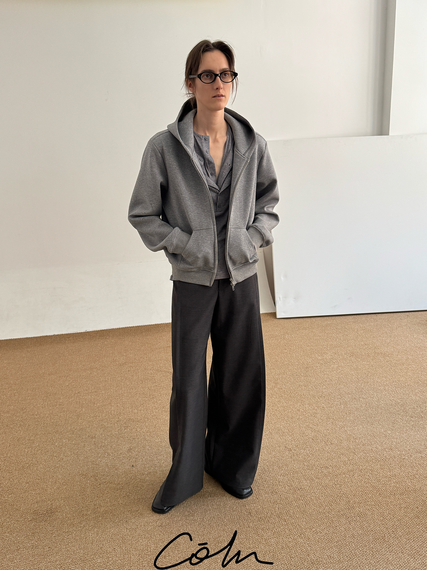 Plain Double Zipper Hoodie WN21598