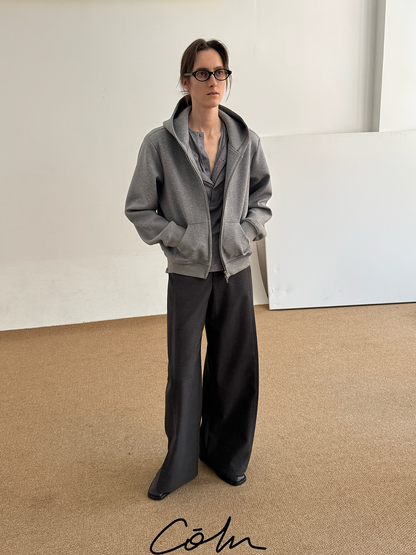 Plain Double Zipper Hoodie WN21598