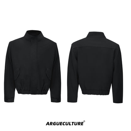 Washed Standing-Neck Cargo Jacket & Wide Leg Pants Setup WN21235