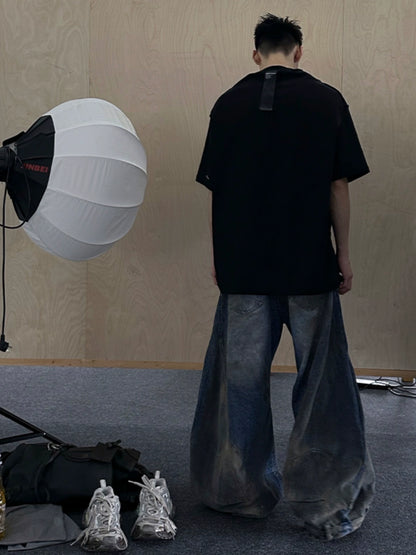 Washed Damage Wide Leg Denim Jeans WN21302