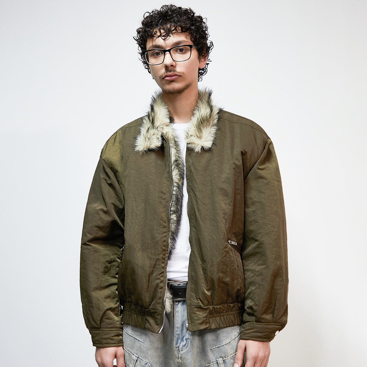 Fake Fur Collar Oversize Short Padded Jacket WN22920