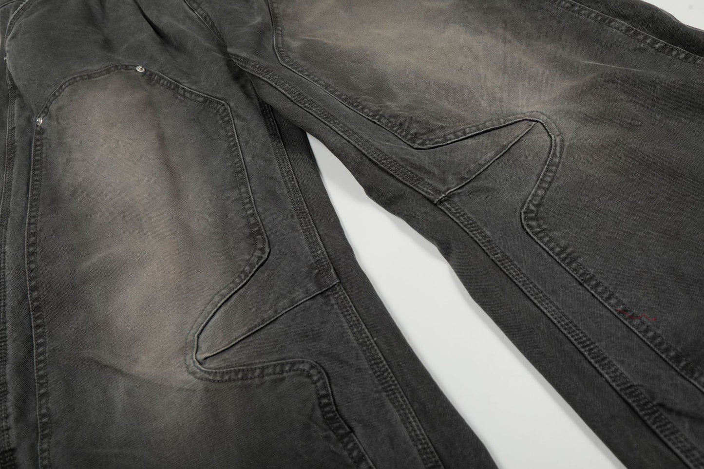 Washed Fade Curved Seam Wide Leg Denim Jeans WN25849