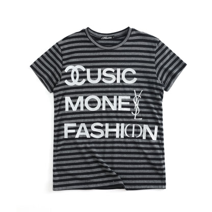 Stripe Letter Logo Print Short Sleeve T-Shirt WN27226
