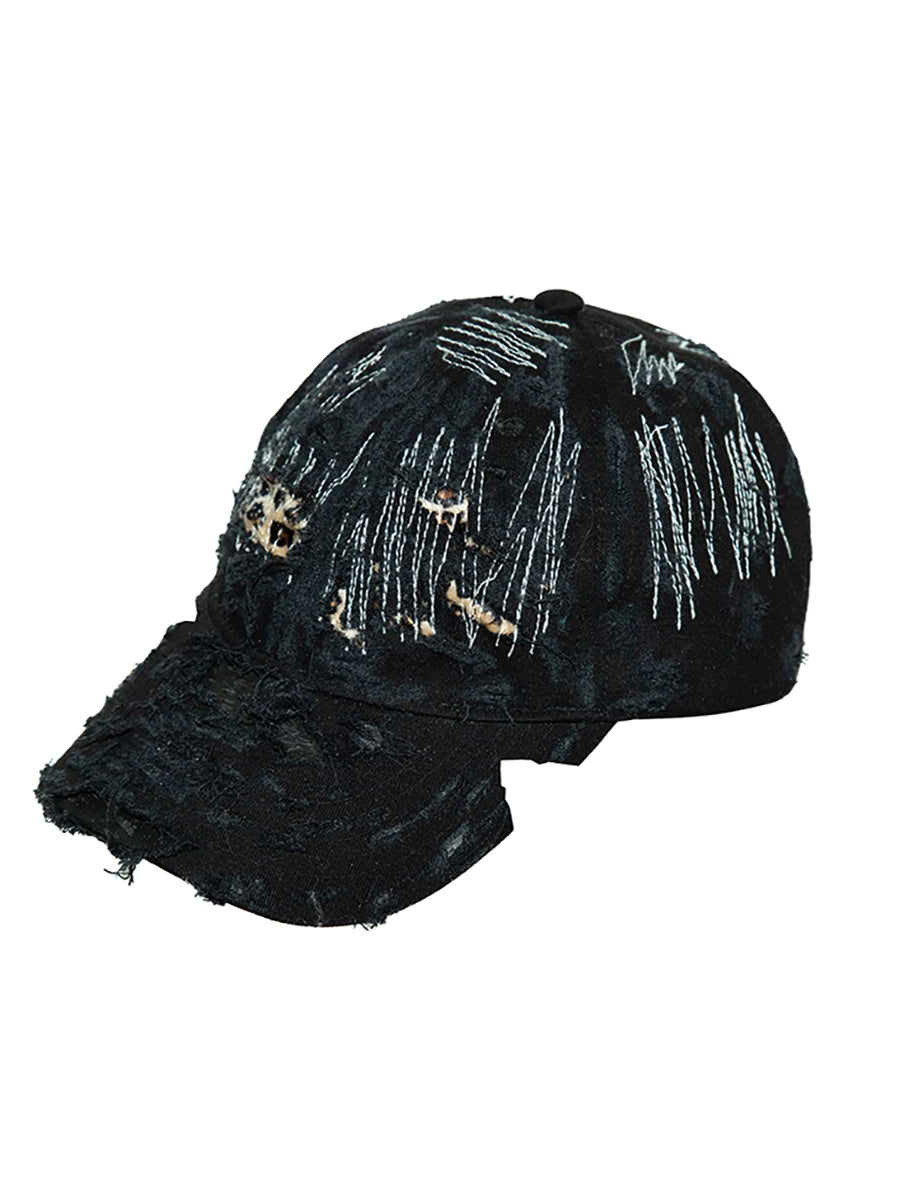 Leopard Damage Washed Curved-Brim Cap WN21114