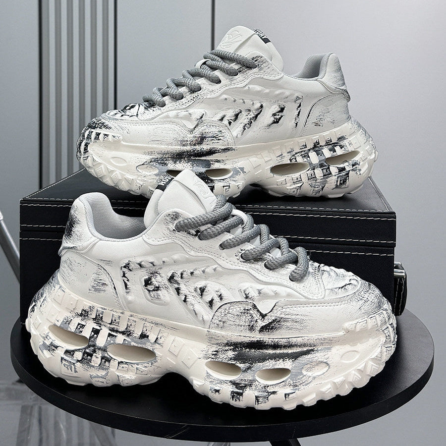 Paint Graffiti Print Chunky Sole Sneakers WN24657