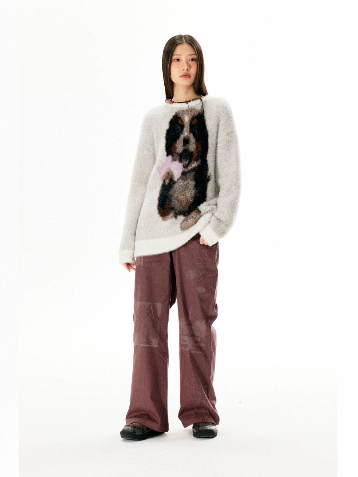 Burnout Swing Design Wide Leg Pants WN18910