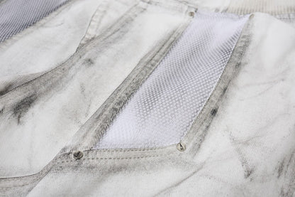 Multi-Panel Frayed Mesh Patchwork Half Pants WN27859