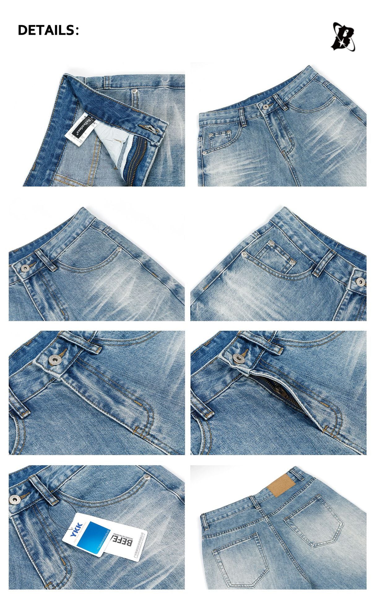 Washed Whisker Wide Leg Jeans WN26381