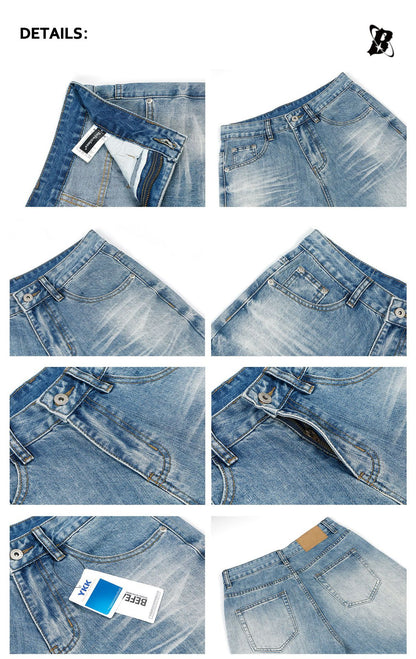Washed Whisker Wide Leg Jeans WN26381